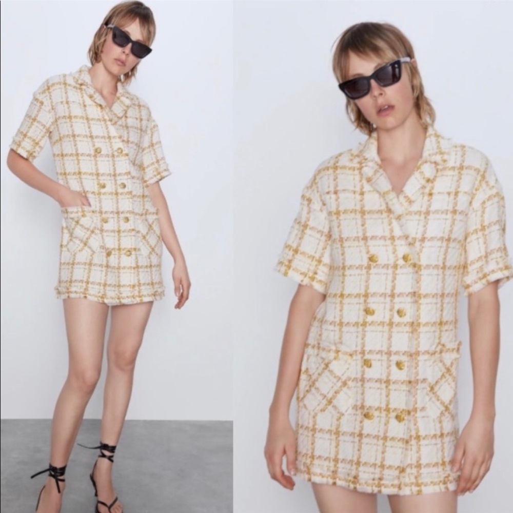 Zara L double breasted tweed spring dress